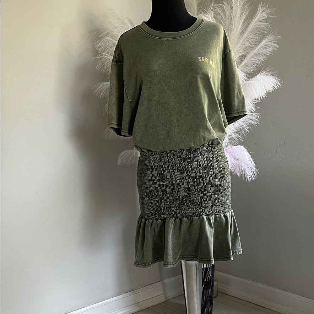 Olive Smocked Ruffle Mini Dress - Women